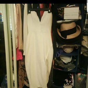 Angl white high slit dress